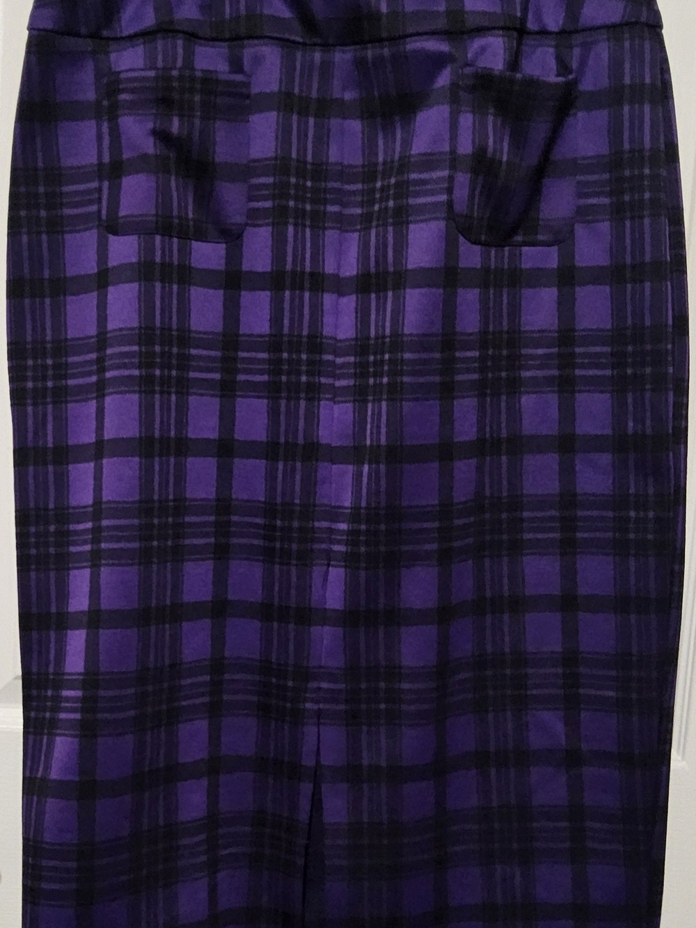 NWOT Ashley Stewart Purple & Black Plaid Pencil Skirt - Picture 6 of 8